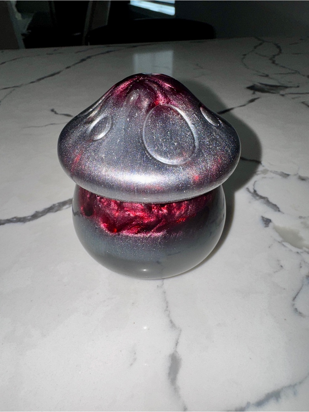 Kathrine House Studio Wood Werx Purple Silver Iridescent Lidded Trinket Box 4”